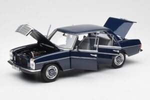 Mercedes 200 W114 Midnight Blå Forhandlerudgave Norev 1:18 B66040694 Metal — billede 2 af 8