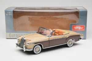 Mercedes 220 SE W128 Cabriolet Bronze Rød Sun Star 1:18 3572 Metal — billede 8 af 8
