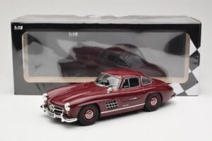 Mercedes 300 SL W198 Gullwing Mørkerød Minichamps 1:18 110037218 Metal — billede 8 af 8