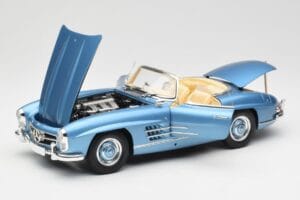 Mercedes 300 SL W198 Roadster Hardtop Light Blue Metallic Minichamps 1:18 180039042 Metal — billede 2 af 9