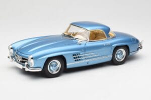 Mercedes 300 SL W198 Roadster Hardtop Light Blue Metallic Minichamps 1:18 180039042 Metal — billede 3 af 9