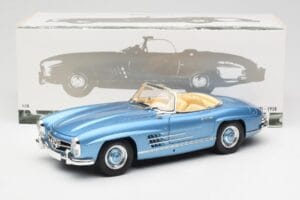 Mercedes 300 SL W198 Roadster Hardtop Light Blue Metallic Minichamps 1:18 180039042 Metal — billede 9 af 9