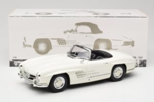 Mercedes 300 SL W198 Roadster Hvid Med Soft Top Minichamps 1:18 180039034 Metal — billede 9 af 9