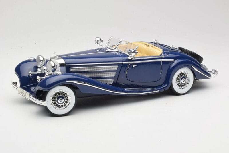 Mercedes 500K Special Roadster Blå Maisto 1:18 56059 Metal