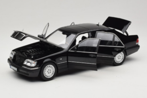Mercedes S-Class W140 S600 Obsidian Black Metallic Norev 1:18 183045 Metal — billede 2 af 8