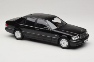 Mercedes S-Class W140 S600 Obsidian Black Metallic Norev 1:18 183045 Metal — billede 6 af 8