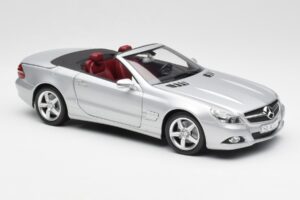 Mercedes SL 500 R230 Cabriolet Iridium Sølv Minichamps 1:18 B66962388 Metal — billede 6 af 8