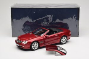 Mercedes SL 500 R230 Red Metallic Begrænset Udgave Norev 1:18 183841 Metal — billede 8 af 8