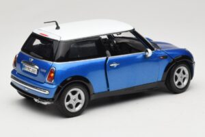 Mini Cooper R50 Blå med Hvidt Tag Mondo Motors 1:18 MINI004 Metal — billede 3 af 8