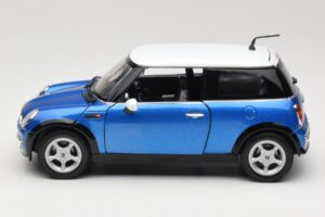 Mini Cooper R50 Blå med Hvidt Tag Mondo Motors 1:18 MINI004 Metal — billede 4 af 8
