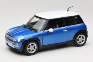 Mini Cooper R50 Blå med Hvidt Tag Mondo Motors 1:18 MINI004 Metal