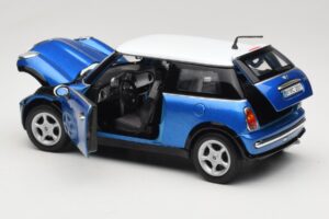 Mini Cooper R50 Blå med Hvidt Tag Mondo Motors 1:18 MINI004 Metal — billede 5 af 8