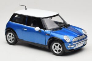Mini Cooper R50 Blå med Hvidt Tag Mondo Motors 1:18 MINI004 Metal — billede 6 af 8
