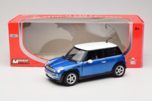 Mini Cooper R50 Blå med Hvidt Tag Mondo Motors 1:18 MINI004 Metal — billede 8 af 8