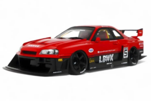 Nissan Skyline ER34 LB Super Silhouette Active Red GT Spirit 1:18 GT570 Resin — billede 2 af 2
