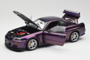 Nissan Skyline GT-R R34 V-Spec Midnight Lilla AUTOart 1:18 77305 Metal — billede 2 af 8