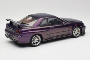 Nissan Skyline GT-R R34 V-Spec Midnight Lilla AUTOart 1:18 77305 Metal — billede 3 af 8