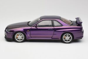 Nissan Skyline GT-R R34 V-Spec Midnight Lilla AUTOart 1:18 77305 Metal — billede 4 af 8