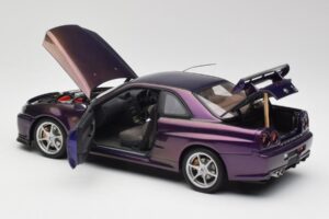 Nissan Skyline GT-R R34 V-Spec Midnight Lilla AUTOart 1:18 77305 Metal — billede 5 af 8