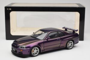 Nissan Skyline GT-R R34 V-Spec Midnight Lilla AUTOart 1:18 77305 Metal — billede 8 af 8