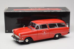 Opel Rekord P1 Caravan Feuerwehr Neuenkirchen Minichamps 1:18 180043291 Metal — billede 8 af 8