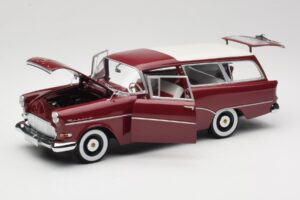 Opel Rekord P1 Caravan Rød Minichamps 1:18 180043211 Metal — billede 2 af 8