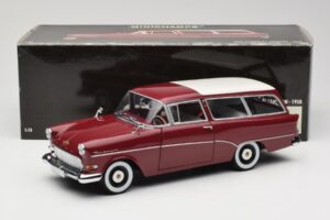 Opel Rekord P1 Caravan Rød Minichamps 1:18 180043211 Metal — billede 8 af 8