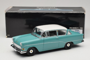 Opel Rekord P1 Turkisblå Minichamps 1:18 180043200 Metal — billede 8 af 8