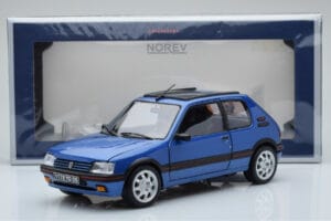 Peugeot 205 GTi 1.9 Med Soltag Miami Blå Norev 1:18 184844 Metal — billede 8 af 8