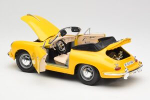 Porsche 356B Cabriolet Gul Bburago 1:18 3031 Metal — billede 5 af 8