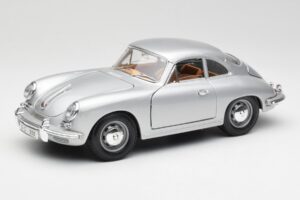Porsche 356B Sølv & Brun Interiør Bburago 1:18 3021-M2 Metal