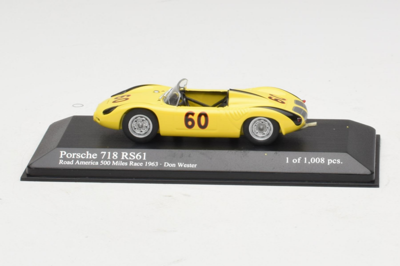 Porsche 718 RS61 #60 D. Wester Road America 500 Miles 1963 Minichamps 1:43 430636560 Metal