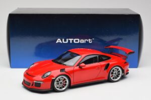 Porsche 911 991 GT3 RS Guards Rød Sølv Fælge AUTOart 1:18 78165 Metal — billede 8 af 8