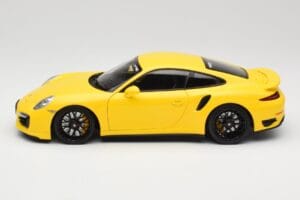 Porsche 911 991 Turbo S Gul Med Sorte Fælge Minichamps 1:18 110062321 Metal — billede 4 af 8