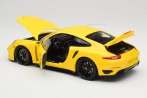 Porsche 911 991 Turbo S Gul Med Sorte Fælge Minichamps 1:18 110062321 Metal — billede 5 af 8