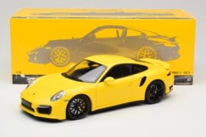 Porsche 911 991 Turbo S Gul Med Sorte Fælge Minichamps 1:18 110062321 Metal — billede 8 af 8