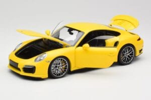 Porsche 911 991 Turbo S Gul Med Sølvfarvede Fælge Minichamps 1:18 110062322 Metal — billede 2 af 8
