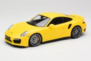 Porsche 911 991 Turbo S Gul Med Sølvfarvede Fælge Minichamps 1:18 110062322 Metal