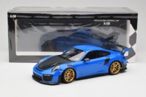 Porsche 911 991.2 GT2 RS Blå med Gyldne Fælge Minichamps 1:18 155068302 Metal — billede 6 af 6