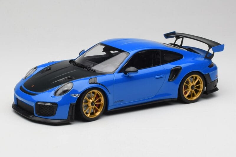 Porsche 911 991.2 GT2 RS Blå med Gyldne Fælge Minichamps 1:18 155068302 Metal