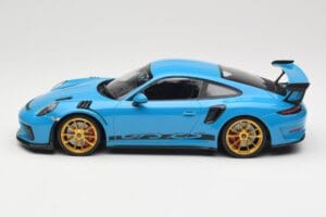 Porsche 911 991.2 GT3 RS Blå med Gyldne Fælge Minichamps 1:18 155068222 Metal — billede 3 af 6
