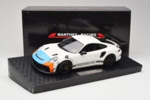 Porsche 911 991.2 GT3 RS Manthey Racing Hvid & Blå & Orange Minichamps 1:18 MR-911-GT3RS-1805 Metal — billede 6 af 6