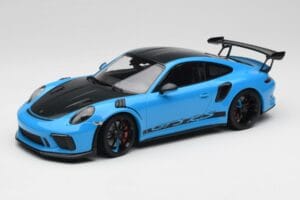 Porsche 911 991.2 GT3 RS Miami Blå Weissach Package & Sorte Magnesium Hjul Minichamps 1:18 153068231 Metal