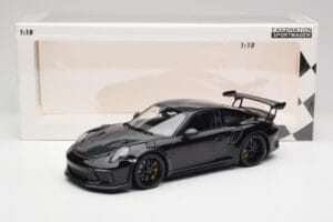 Porsche 911 991.2 GT3 RS Weissach Package Sort & Sorte Hjul Minichamps 1:18 153068228 Metal — billede 6 af 6