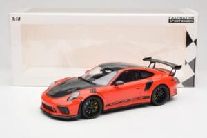 Porsche 911 991.2 GT3 RS Weissach Package Lava Orange Wording Sorte Magnesium Fælge Minichamps 1:18 153068226 Metal — billede 6 af 6