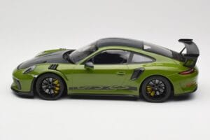 Porsche 911 991.2 GT3 RS Weissach Package Lizard Green Wording & Sorte Magnesiumfælge Minichamps 1:18 155068232 Metal — billede 3 af 6