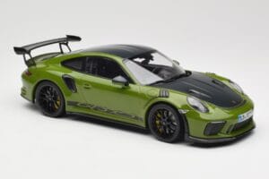 Porsche 911 991.2 GT3 RS Weissach Package Lizard Green Wording & Sorte Magnesiumfælge Minichamps 1:18 155068232 Metal — billede 4 af 6