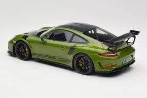 Porsche 911 991.2 GT3 RS Weissach Package Lizard Green Wording & Sorte Magnesiumfælge Minichamps 1:18 155068232 Metal — billede 5 af 6