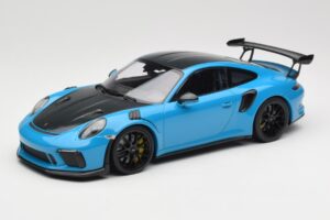 Porsche 911 991.2 GT3 RS Weissach Package Shark Blue Sorte Magnesium Fælge Minichamps 1:18 153068224 Metal