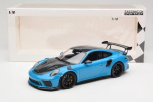 Porsche 911 991.2 GT3 RS Weissach Package Shark Blue Sorte Magnesium Fælge Minichamps 1:18 153068224 Metal — billede 6 af 6